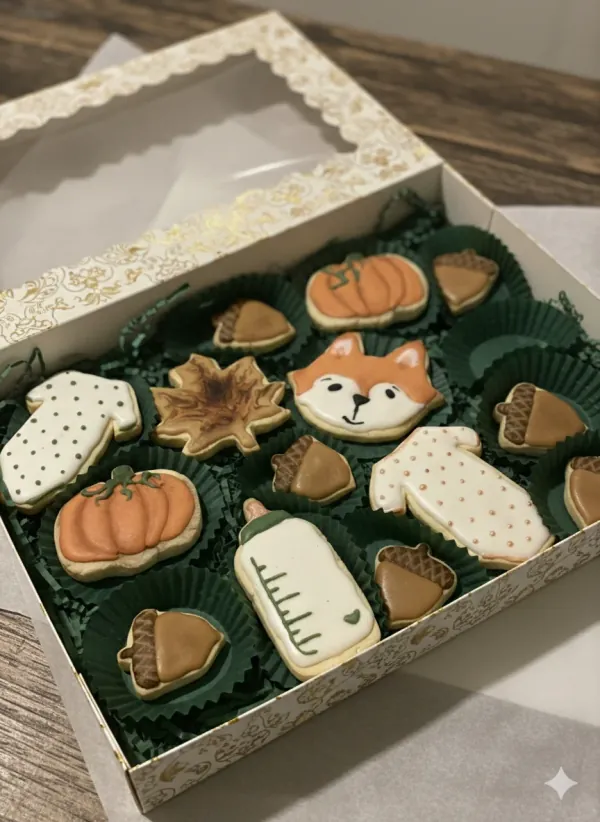 Autumn Gender reveal biscuits