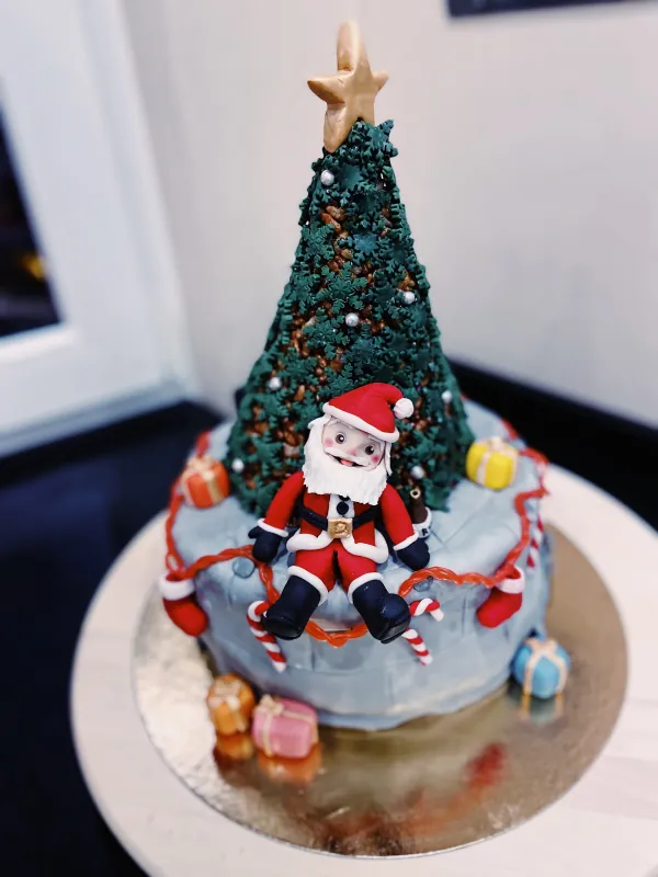 Christmas tree and fireplace